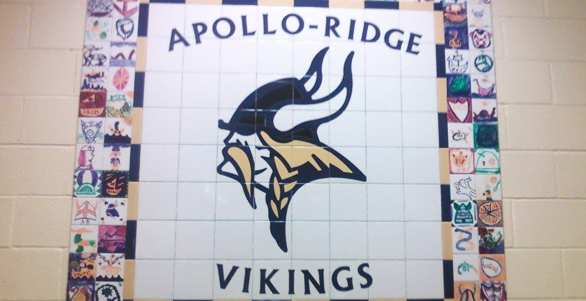 Apollo-Ridge Elementary School mural created from multi-color porcelain tile