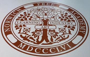 norwich free academy logo on tiles