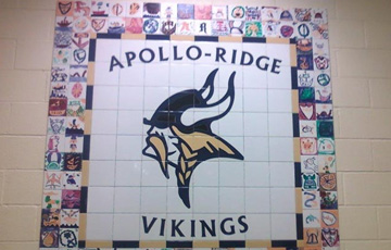 APOLLO-RIDGE Elementary school mural created from Multi-color Porcelain tile
