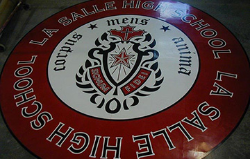 LA salle highschool logo on vct tile