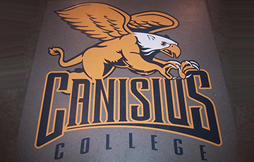canisius college logo on rubber floor tile